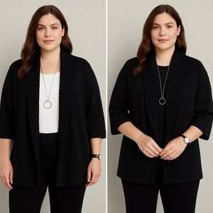 BLK Cardigan Sweater A Line Ribbed Collar Women XL  Minimalist Capsule Wardrobe